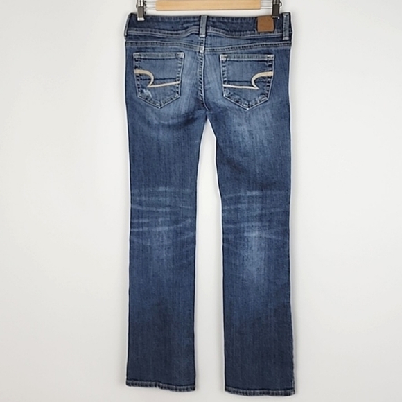 American Eagle Stretch Women's  Slim Boot Denim Faded Blue Jeans Size 2 Short - Picture 2 of 16